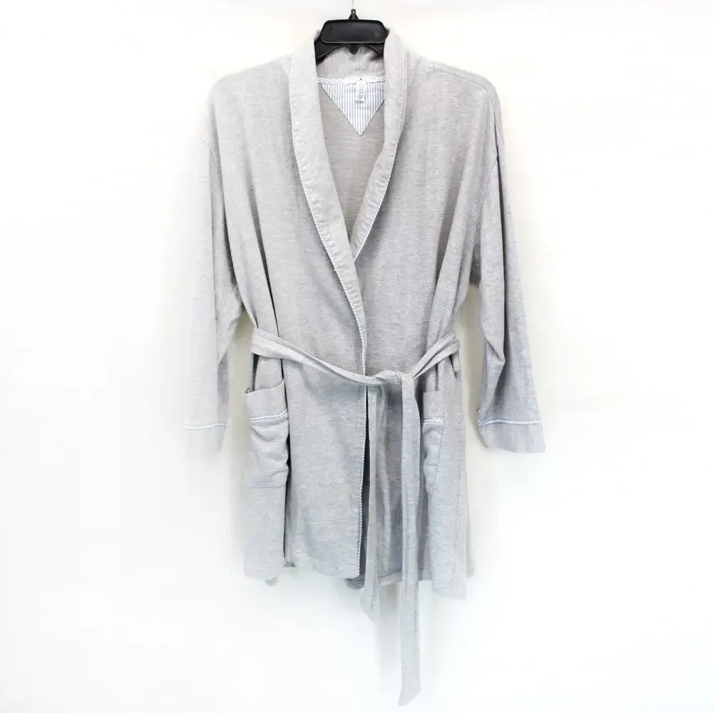Tommy Hilfiger Gray Cotton Belt Pockets Cardigan Tunic Robe Pockets L/XL